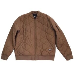 Small Vans Full Zip Quilted Bomber Jacket Men's Brown Skater NWOT $150